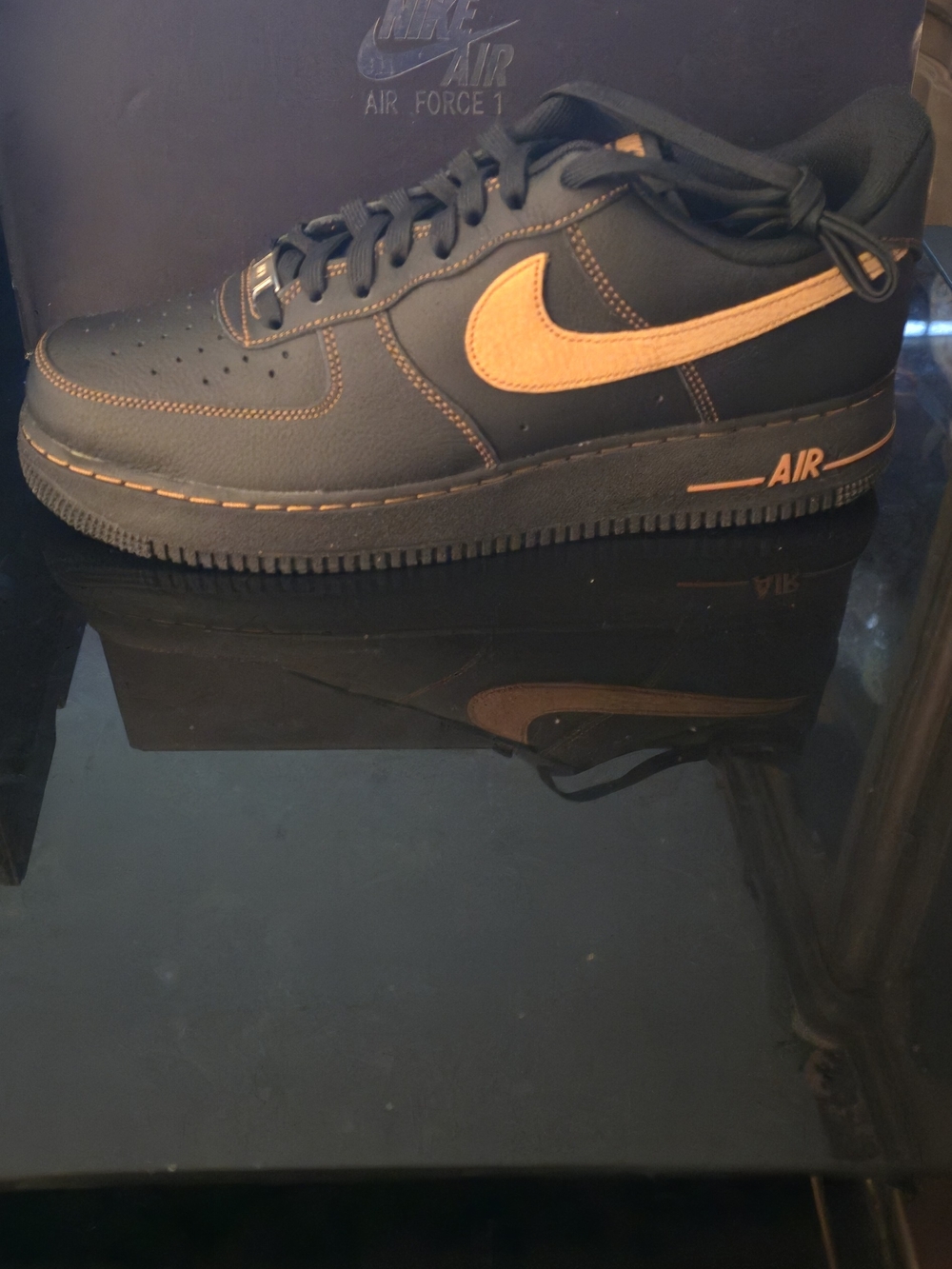 Nike Air Force 1 Low Top Sneakers - Black/Orange